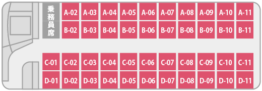株式会社AT LINER 【AT100306】さくら高速バス AT80　大宮-池袋⇒京都S･梅田YD･難波　スタンダード 8/10～【スタンダード11列＜ツーマン＞】 座席イメージ画像